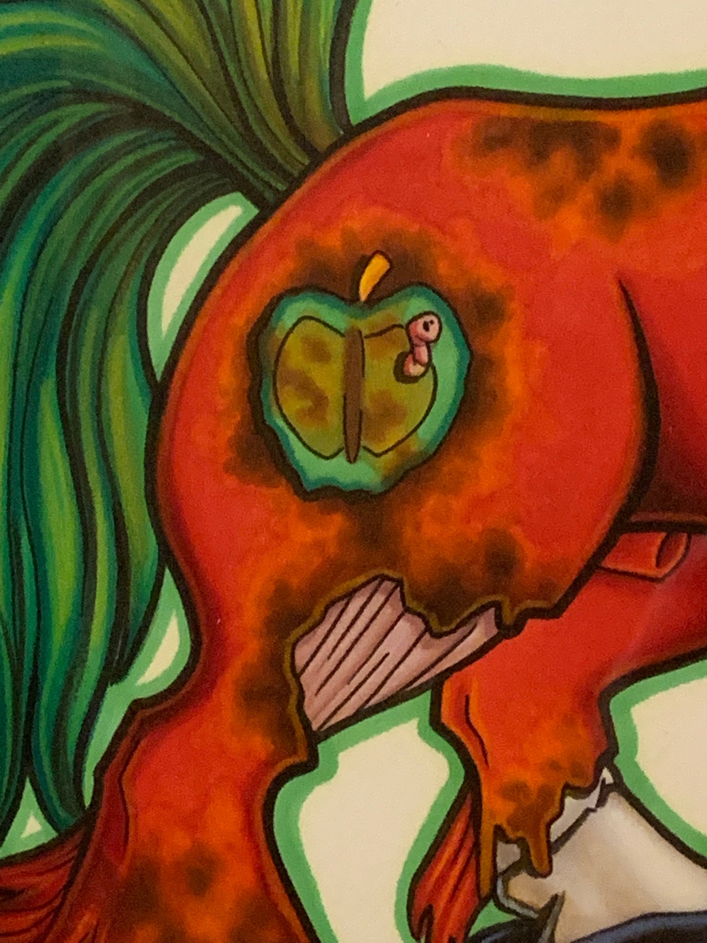 Rotten Apple Colored Drawing