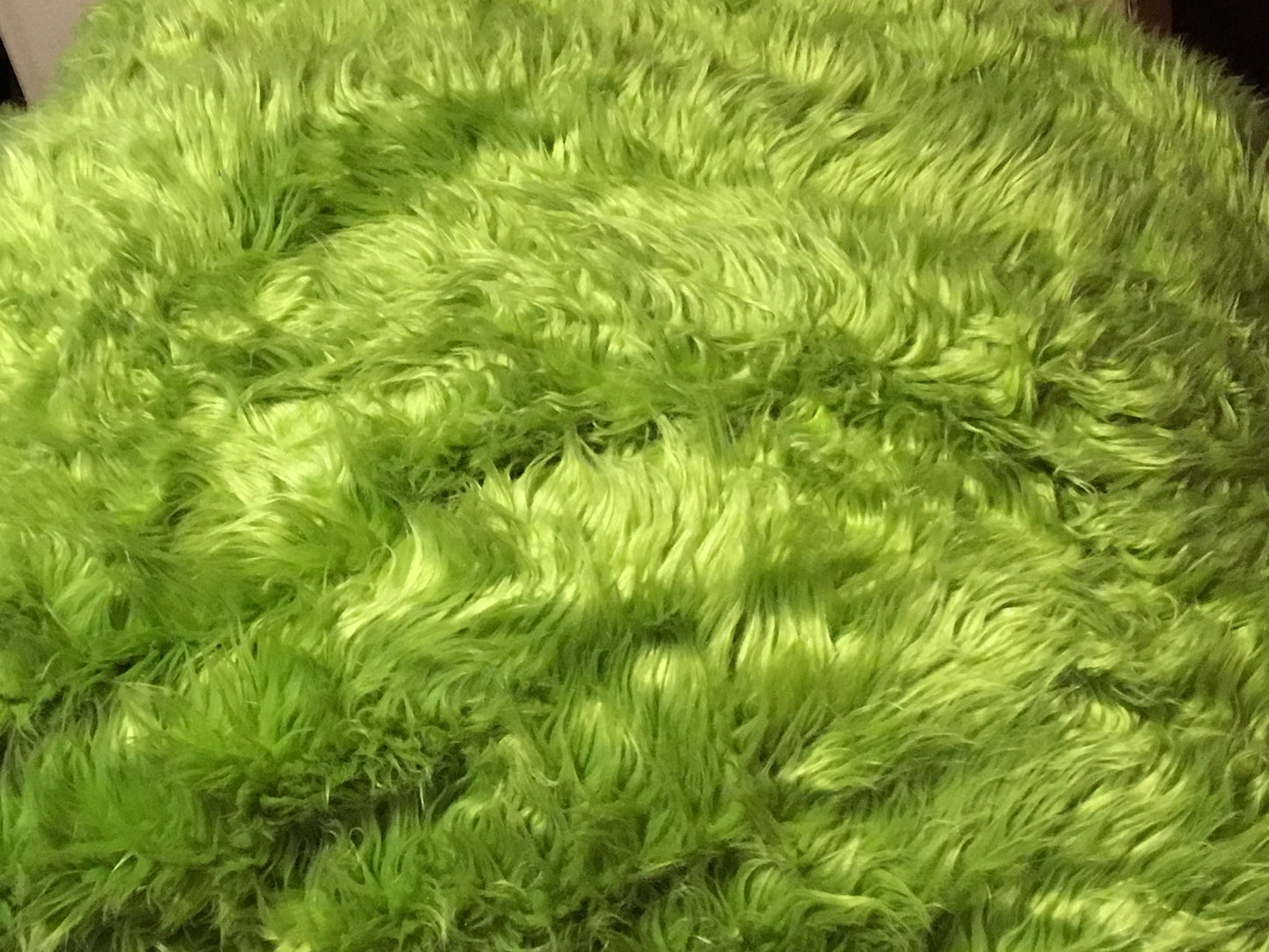 OLIVE GREEN Long Pile Faux Fur