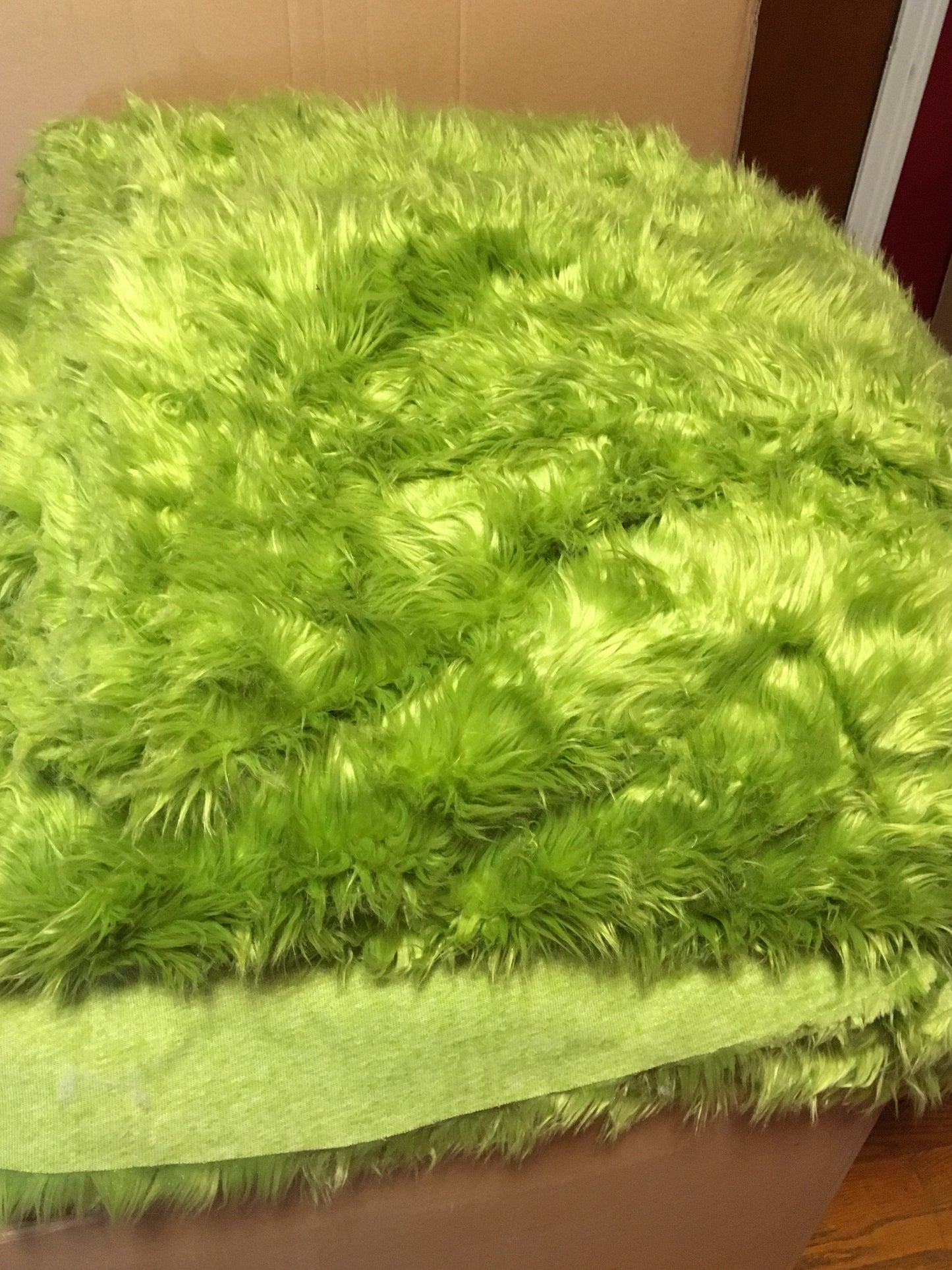 OLIVE GREEN Long Pile Faux Fur