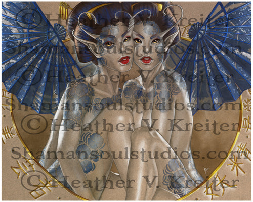 Geisha Blossoms Prints