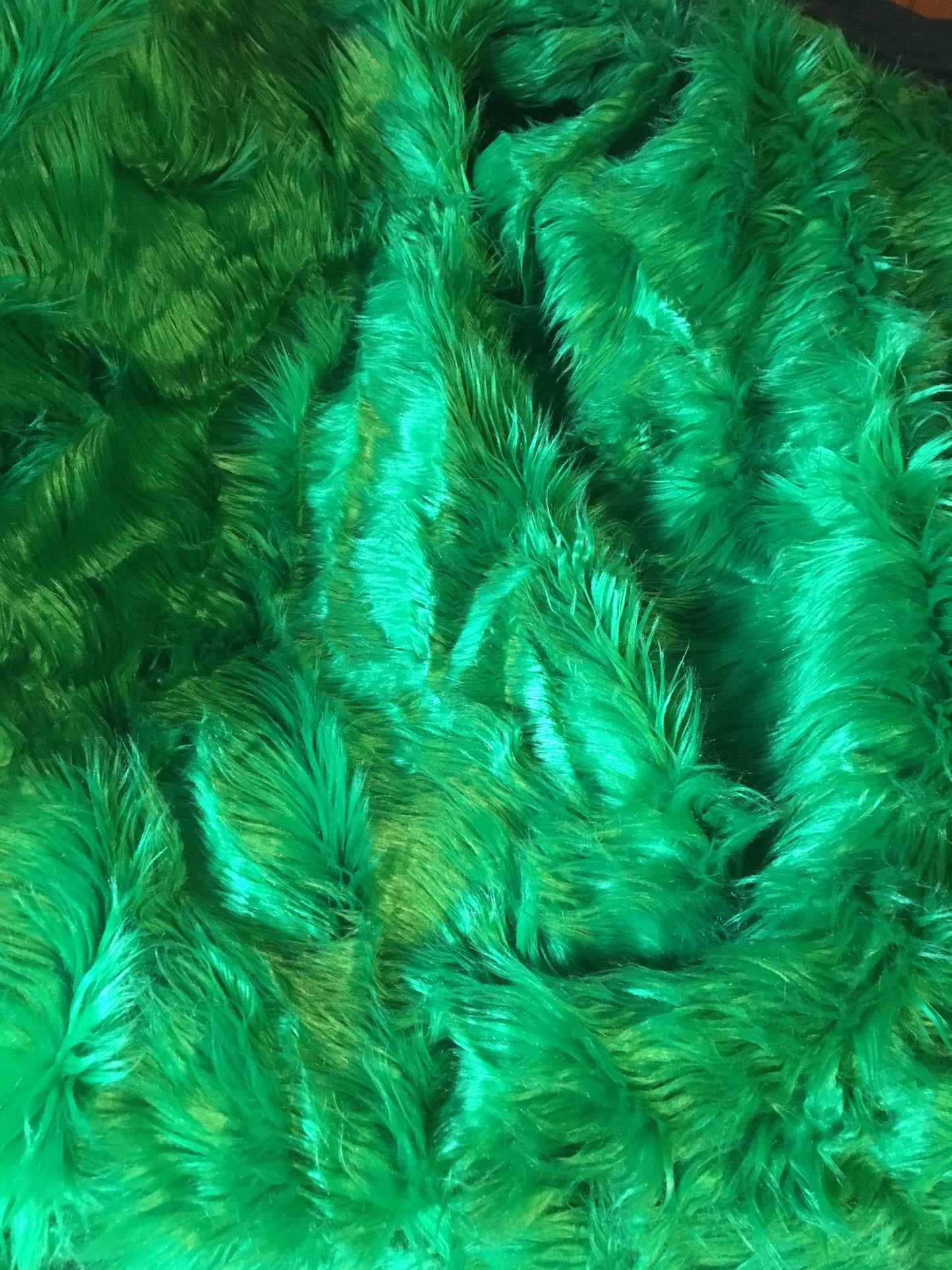 EMERALD GREEN Long Pile Faux Fur