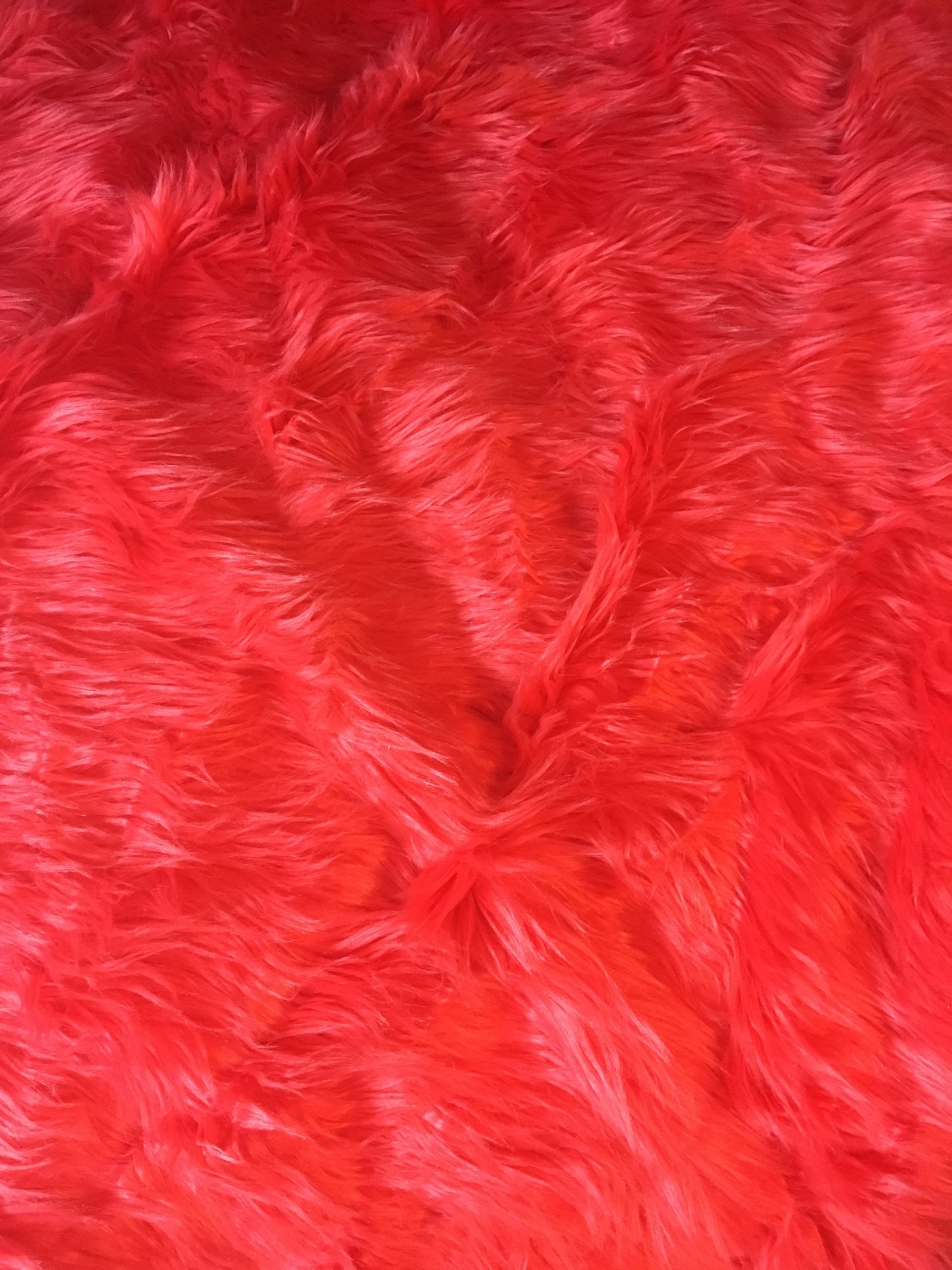 RED Long Pile Faux Fur