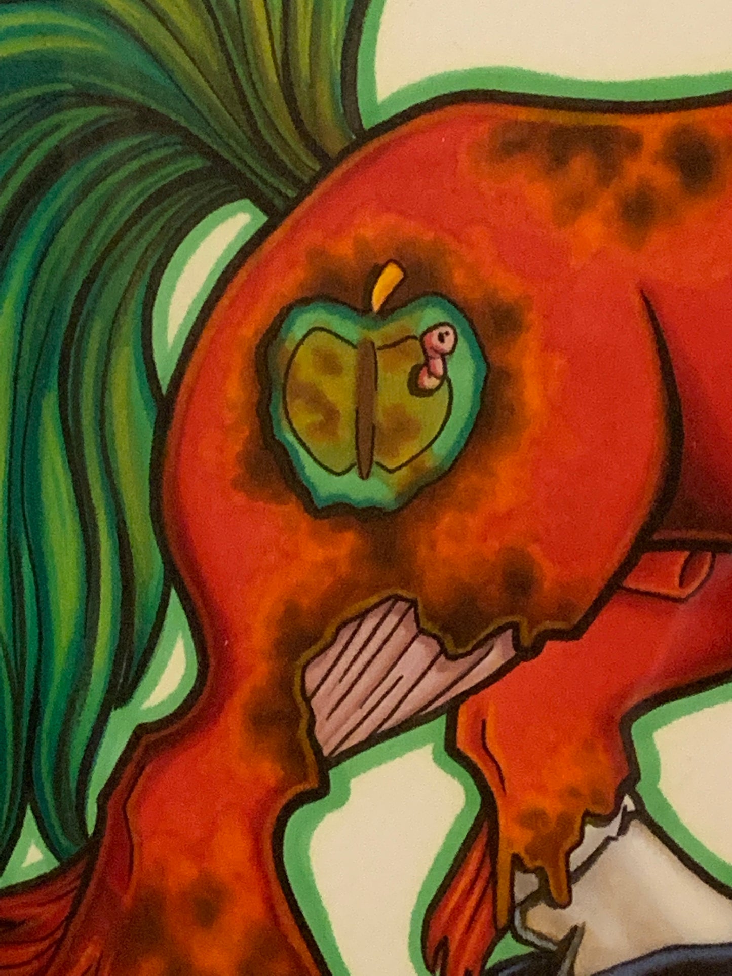 Rotten Apple Colored Drawing