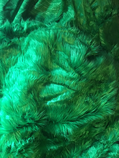 EMERALD GREEN Long Pile Faux Fur