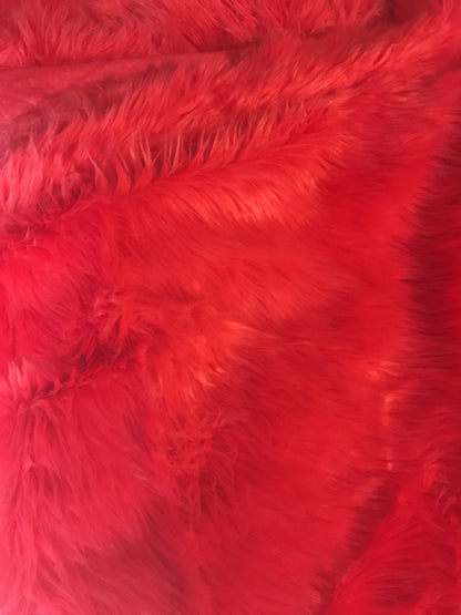 RED Long Pile Faux Fur