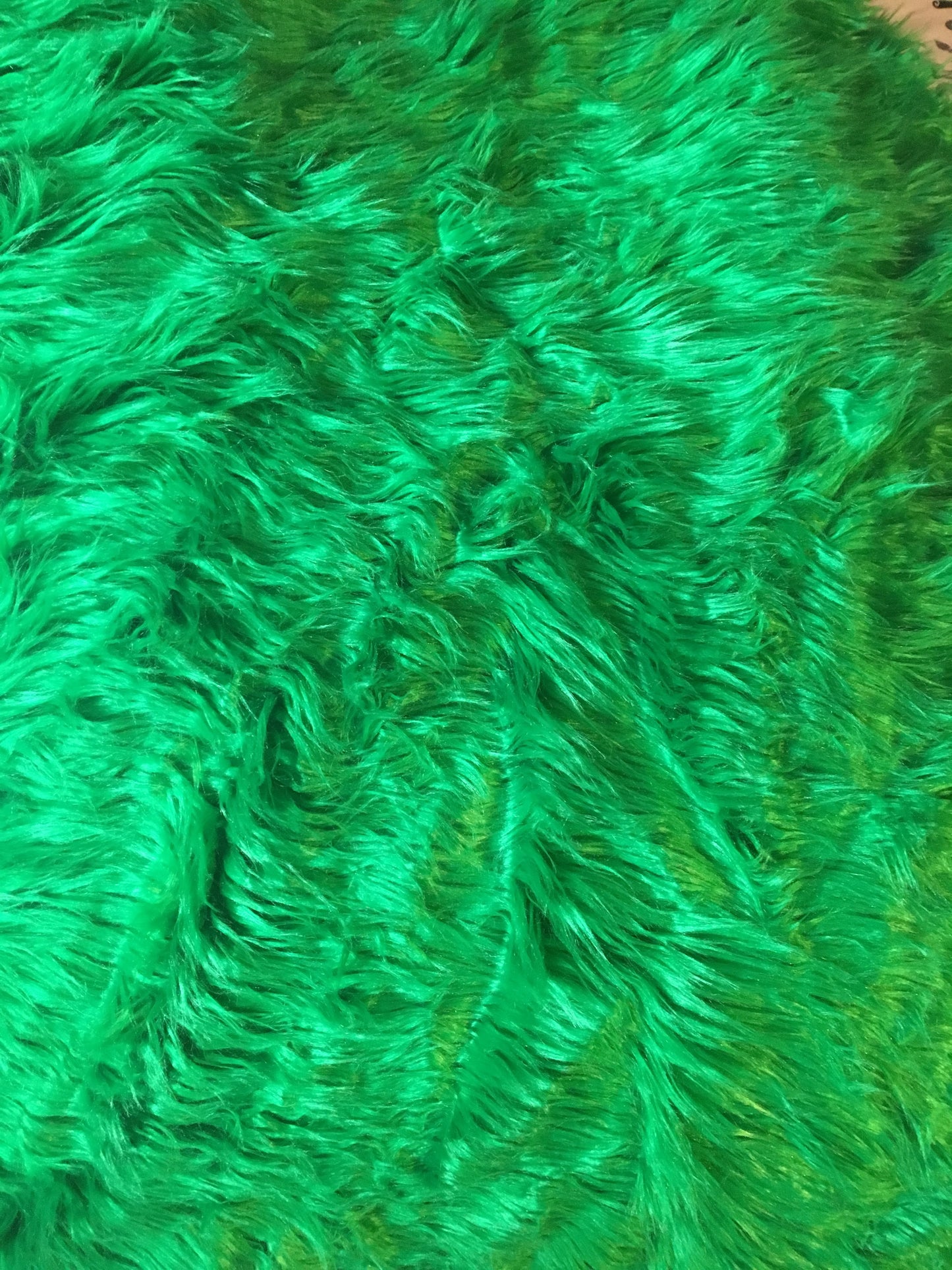 EMERALD GREEN Long Pile Faux Fur