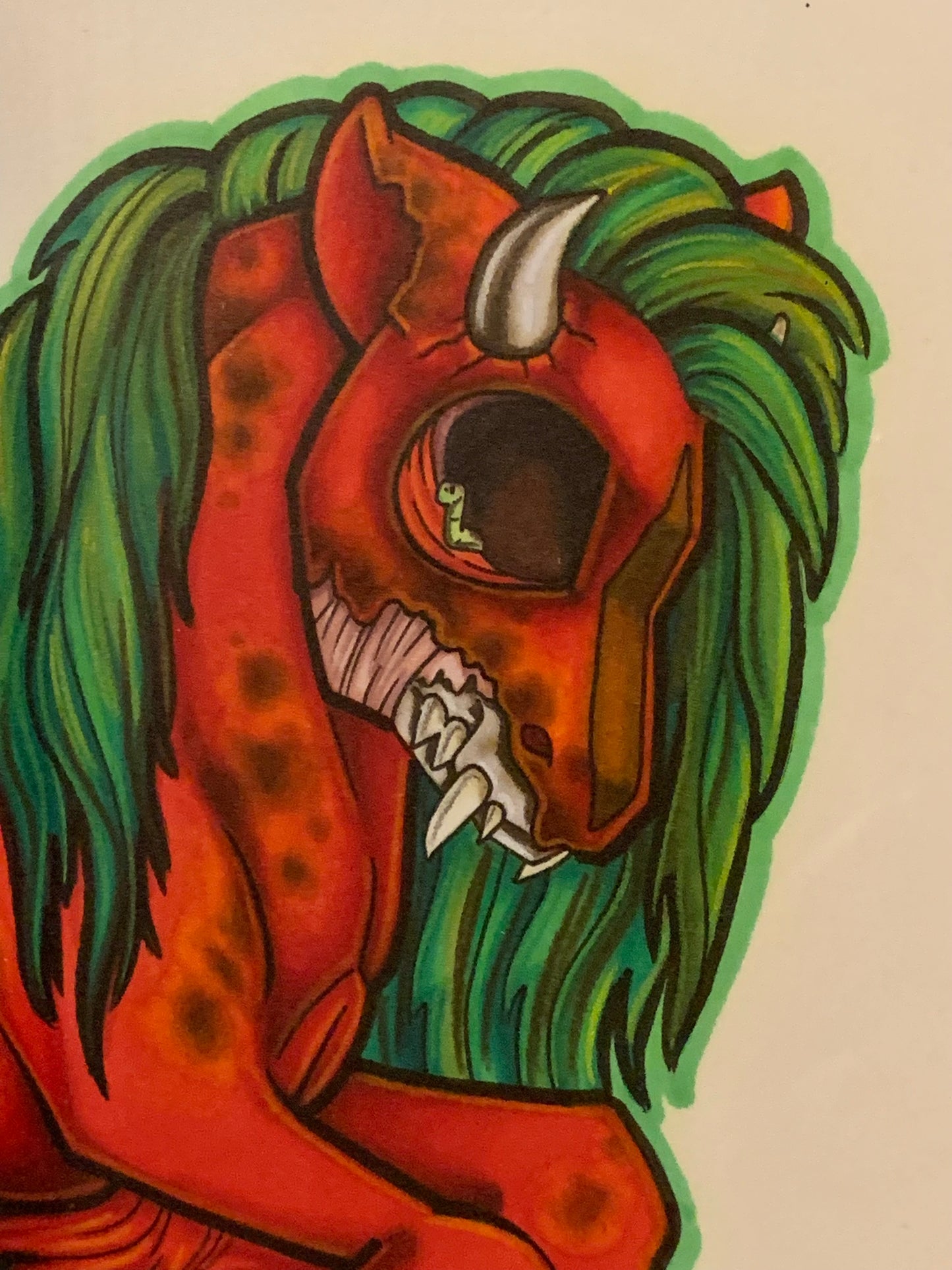 Rotten Apple Colored Drawing